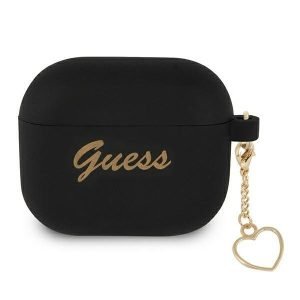 Guess – AirPods 3 tok Silicone Charm Heart Collection tok fekete
