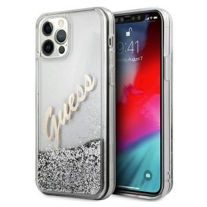Guess Glitter Vintage Script – iPhone 12 Pro Max szürke