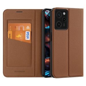 Dux Ducis Skin X2 tok –  Xiaomi Redmi Note 12 Pro / Poco X5 Pro 5G Cover Flip kártyatartóval barna