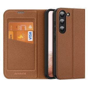Dux Ducis Skin X2 tok –  Samsung Galaxy S23 flip tok –  pénztárca állvány barna