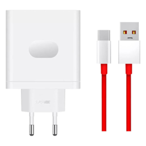 OnePlus 120W Dual Ports SuperVooc Adapter + Cable (Type-C + Type-A) - White